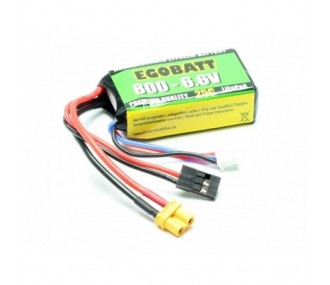 Empfängerakkus - LiFe-Akku EGOBATT 6,6V 800mAh 25C JR/XT30 - FLASH RC