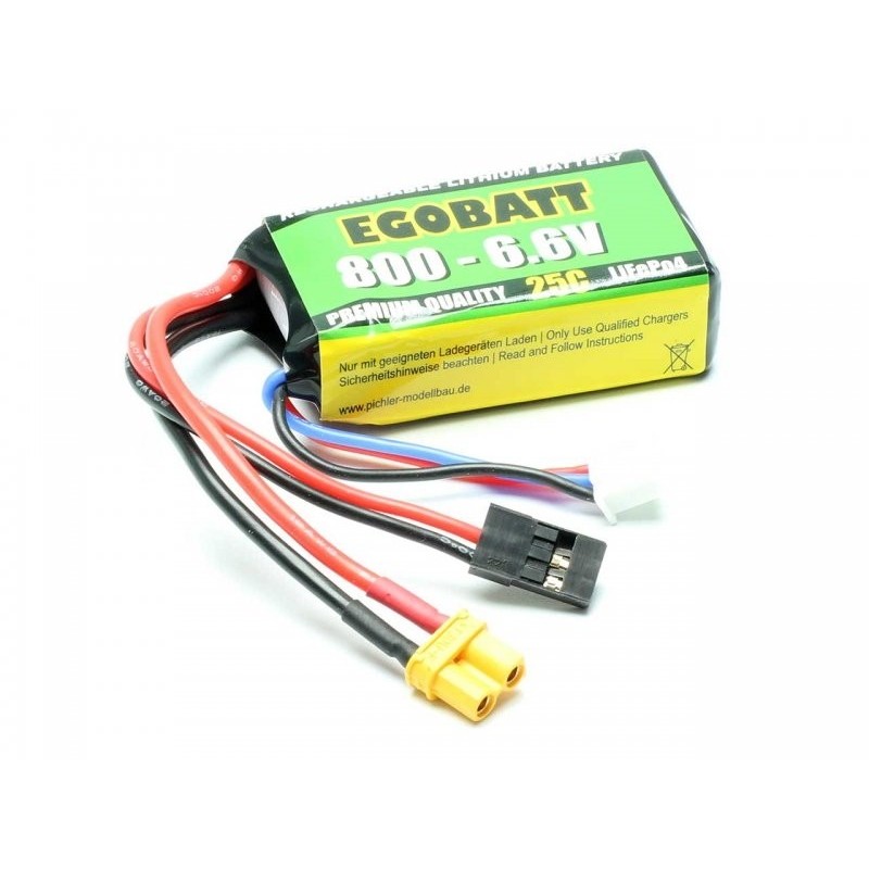 Receiver batteries - LiFe battery EGOBATT 6,6V 800mAh 25C JR/XT30 - FLASH RC