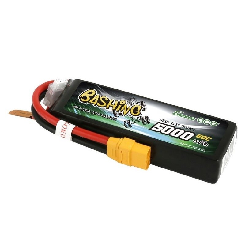 Batteries for RC cars and boats - Gens Ace Bashing-Series battery, Lipo 3S 11.1V 5000mAh 60C XT90 socket - FLASH RC