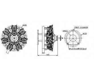 Methanol Engines - UMS radial 4 stroke engine, 7 cylinders 35cc, methanol - FLASH RC 2