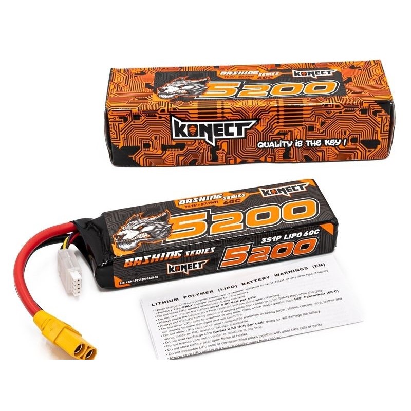 Batterie per auto e barche RC - Batteria LiPo 3S 11.1V 5200mah 60C Konect Bash XT90 - FLASH RC