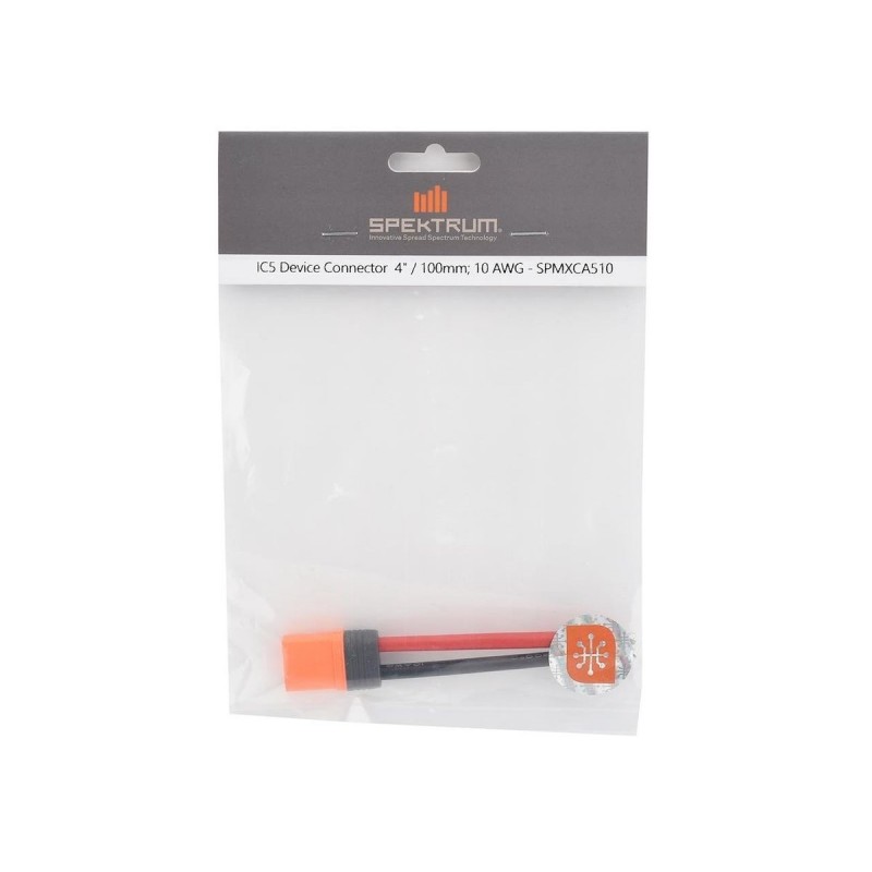 Cables pour batteries, moteurs, etc... - Prise IC5 male Spektrum sur cable 10cm 10AWG - FLASH RC