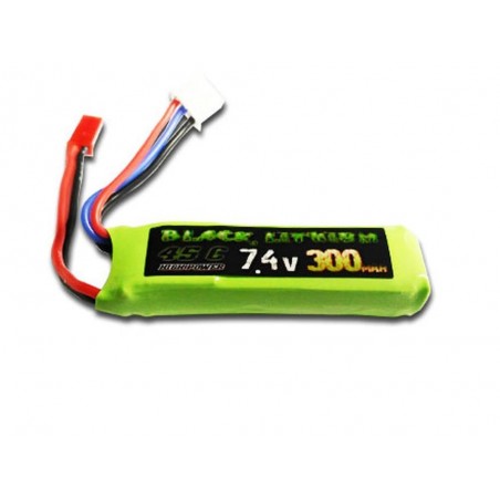 Batterie di propulsione per aerei RC - Nero Litio 2S 7.4V 300mAh 45C jst-bec plug - A2PRO - FLASH RC