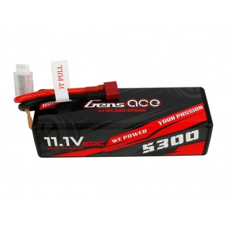 Baterías RC Coche y Barco - Batería Gens Ace, Lipo 3S 11.1V 5300mAh 60C Hardcase 15# Deans - FLASH RC