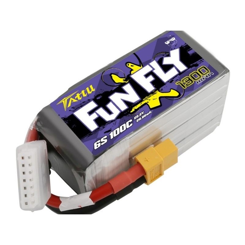 Baterías de propulsión de aviones RC - Tattu lipo Funfly Series 6S 22.2V 1300mAh 100C xt60 socket - FLASH RC