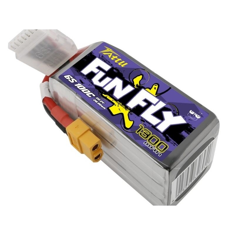 Batteries de propulsion avions RC - Batterie Tattu lipo Funfly Series 6S 22.2V 1300mAh 100C prise xt60 - FLASH RC