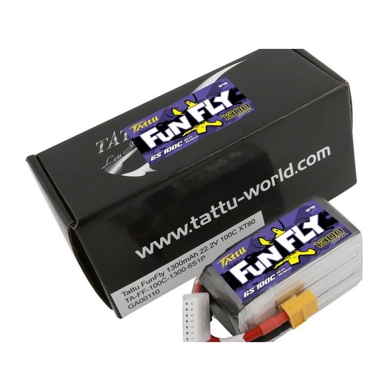Batterie per propulsione aeronautica RC - Tattu lipo Funfly Series 6S 22.2V 1300mAh 100C xt60 socket - FLASH RC