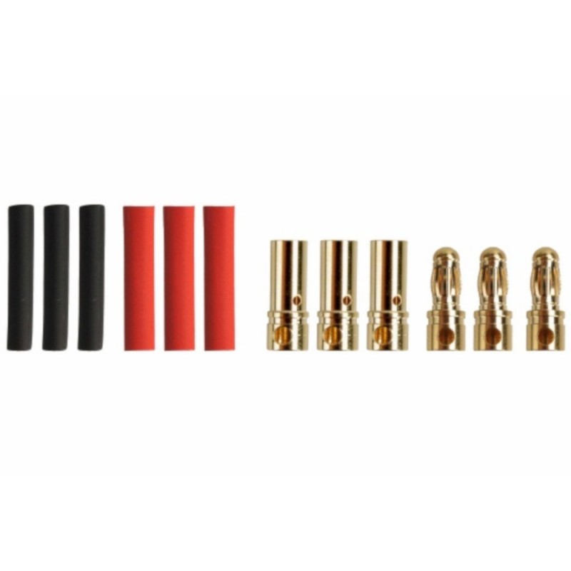 Gold plug 2/2.3/3/3.5/4/5/5.5/6/8 - Gold plug PK 3.5mm M/F (3 pairs) - Yuki Model - FLASH RC