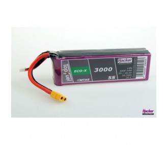 Batterie di propulsione per aerei RC - Lipo Hacker TopFuel Eco-X MTAG 5S 18.5V 3000mAh 20C XT60 socket - FLASH RC