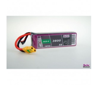 Baterías de propulsión de aviones RC - Lipo Hacker TopFuel Eco-X MTAG 5S 18.5V 3800mAh 20C XT90 socket - FLASH RC