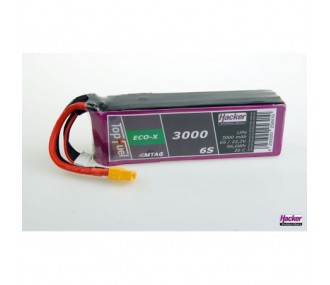 Batterie di propulsione per aerei RC - Lipo Hacker TopFuel Eco-X MTAG 6S 22.2V 3000mAh 20C XT60 socket - FLASH RC