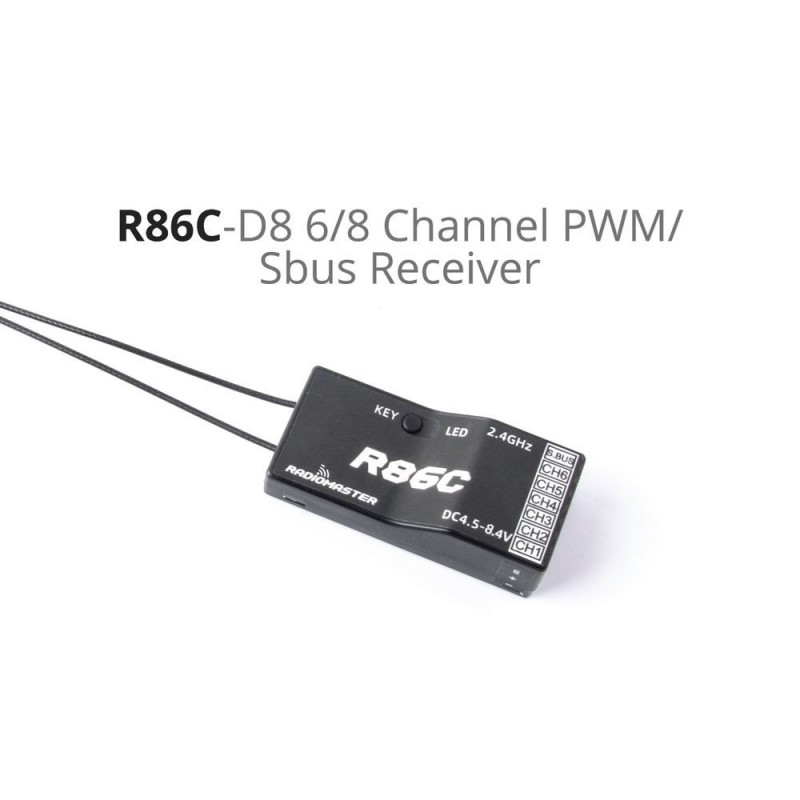RADIOMASTER - R86C Ricevitore a 6 canali PWM / 8 canali SBUS compatibile con FR-SKY D8 - FLASH RC