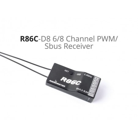 RADIOMASTER - R86C 6 Channel PWM / 8 Channel SBUS Receiver compatible with FR-SKY D8 - FLASH RC