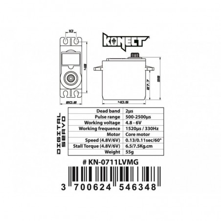 Servos - Standardservo Konect 0711LVMG (55g, 7.5kg/cm) - FLASH RC
