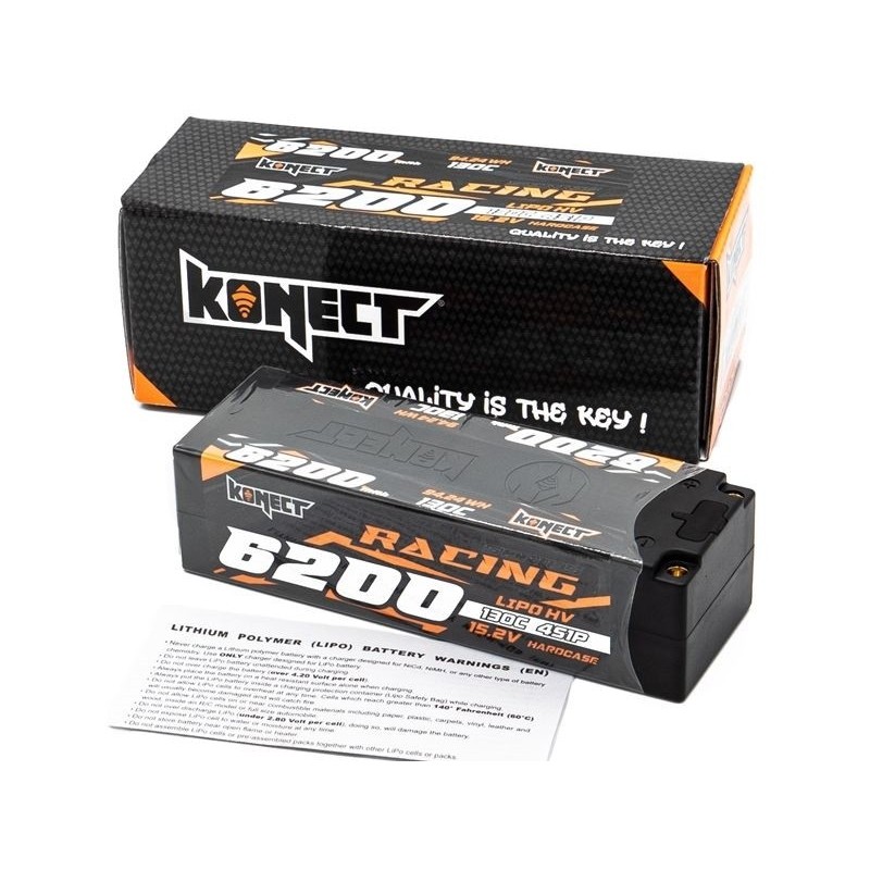 Batterien für RC-Autos und Boote - LiPo-Akku HV 4S 15.2V 6200mah 130C LOW PROFIL KONECT - RC FLASH