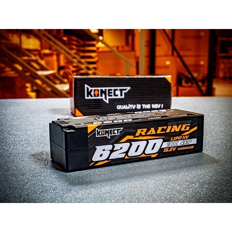 Batteries for RC cars and boats - Battery LiPo HV 4S 15.2V 6200mah 130C LOW PROFIL KONECT - FLASH RC