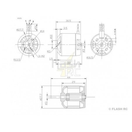 Outrunner - Motor sin escobillas DM2215 (56g, 750kv, 130W) Pro-Tronik - FLASH RC