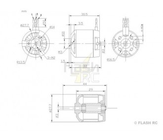 Outrunner - Brushless-Motor DM2215 (56g, 950kv, 140W) Pro-Tronik - FLASH RC 2