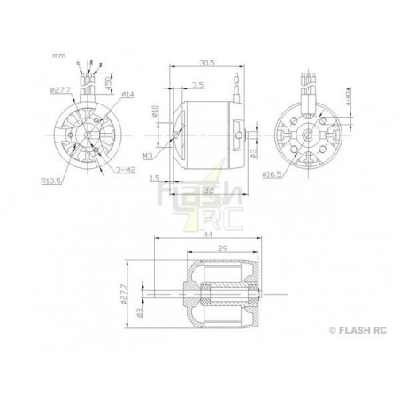 Outrunner - Brushless-Motor DM2215 (56g, 950kv, 140W) Pro-Tronik - FLASH RC