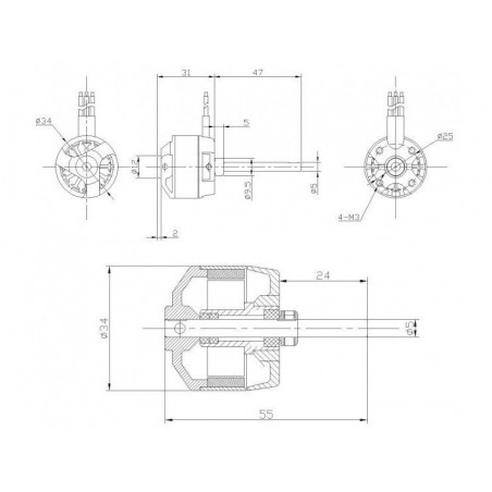 Outrunner - Moteur Brushless DM2610 (79g, 1200kv, 240W) Pro-Tronik - FLASH RC