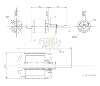 Outrunner - Moteur Brushless DM2625 (153g, 900kv, 450W) Pro-Tronik - FLASH RC 2