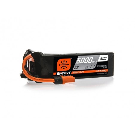 RC aircraft propulsion batteries - Smart Lipo 6S 22.2V 5000mAh 50C IC5 Spektrum battery - FLASH RC