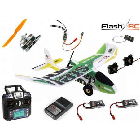 Plane RC Factory Step-One AKCE1000 Green + Beginner Equipment (Mode 1) - FLASH RC
