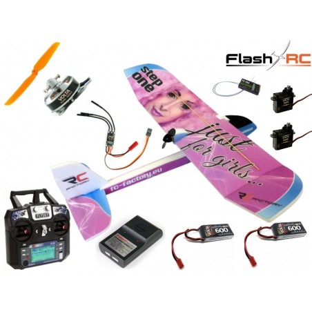RC Factory Step-One Girls Pink Airplane + Beginner Equipment (Mode 1) - FLASH RC