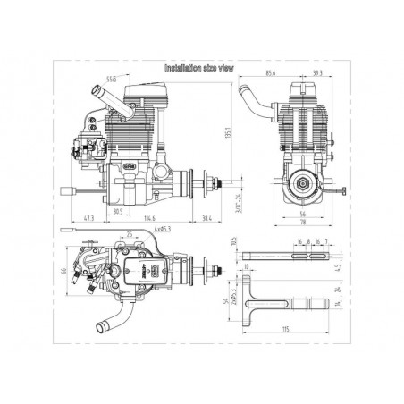 Motores de gasolina - GF38 Motor de gasolina de 4 tiempos y 38cc - NGH - FLASH RC