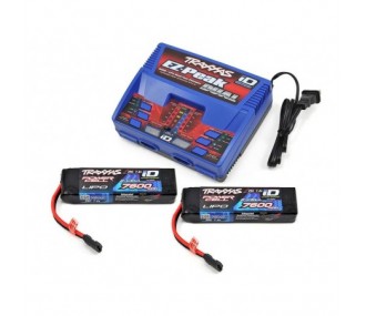 Cargadores - Traxxas EZ-Peak Dual 100W Cargador + 2 x Lipo 2s 7600mha iD 2991G - FLASH RC