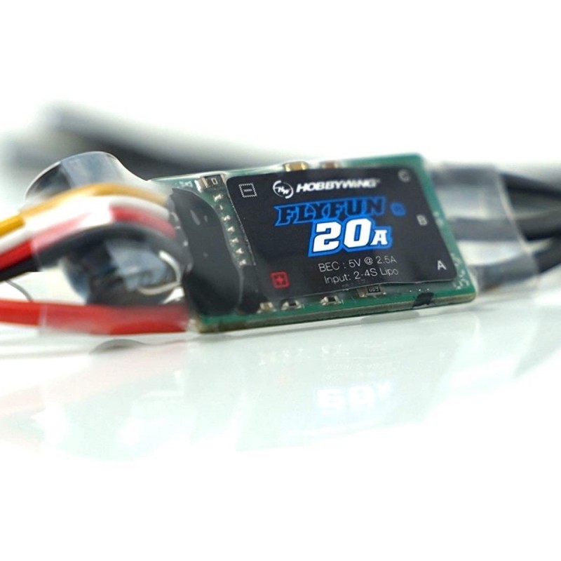 Brushless - Controlador Brushless 2-4S 20A BEC FLYFUN V5 HOBBYWING - FLASH RC