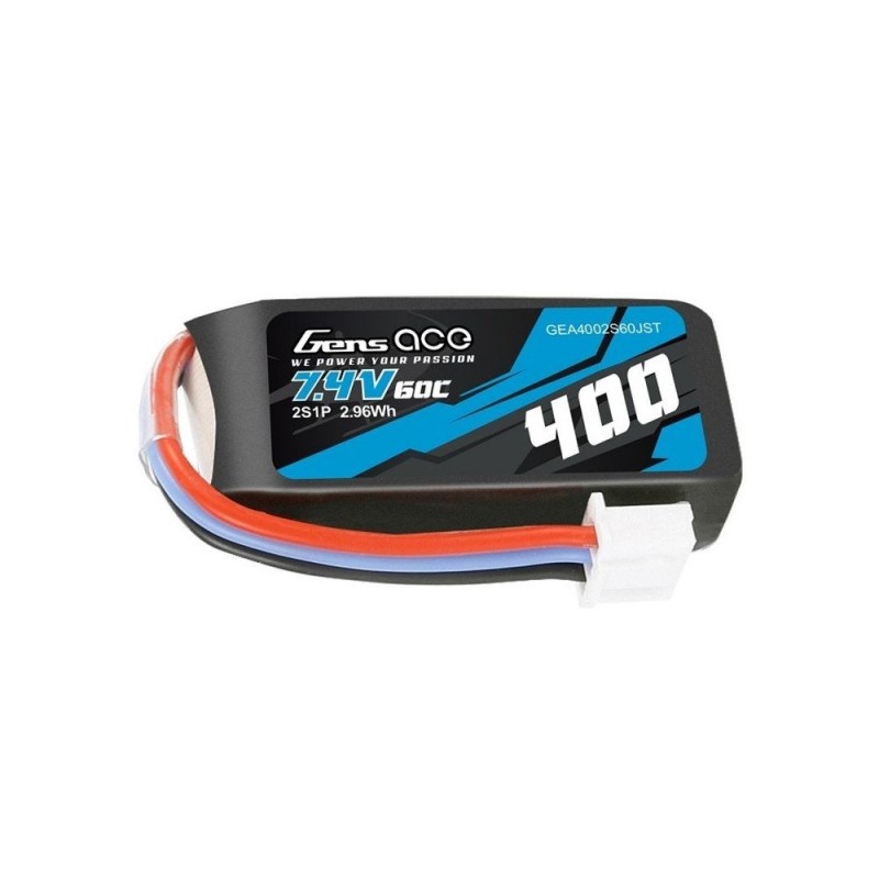 Batteries de propulsion avions RC - Batterie Gen ace lipo 2S 7.4V 400mAh 60C prise jst - FLASH RC