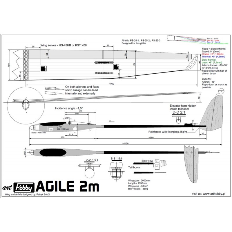 Motoplaneurs RC - Agile-EC env. 2,00m Art Hobby - FLASH RC