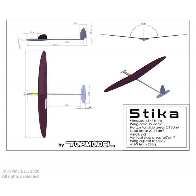 Parapentes RC - Stika F5K approx.1.49m PNP All Carbon TOPMODEL - FLASH RC