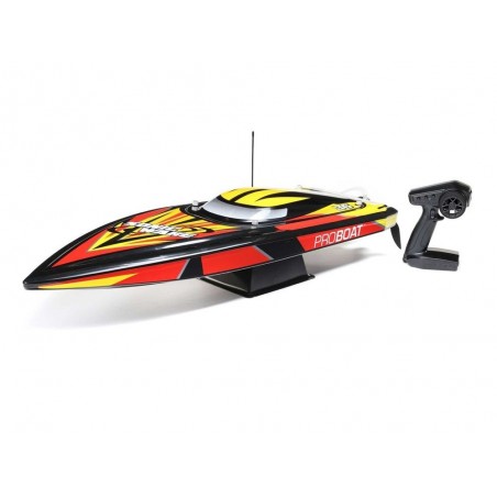 RC-Motorboote - Boot Proboat Sonicwake V2 36 BL Rot/Schwarz RTR - FLASH RC