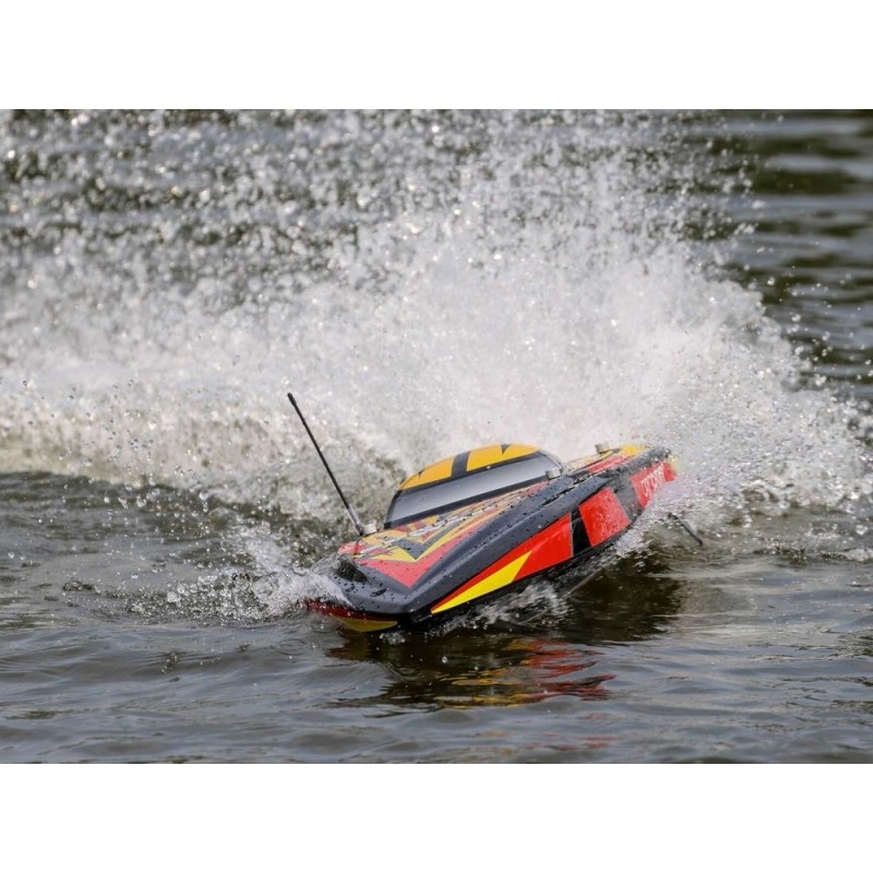 RC-Motorboote - Boot Proboat Sonicwake V2 36 BL Rot/Schwarz RTR - FLASH RC