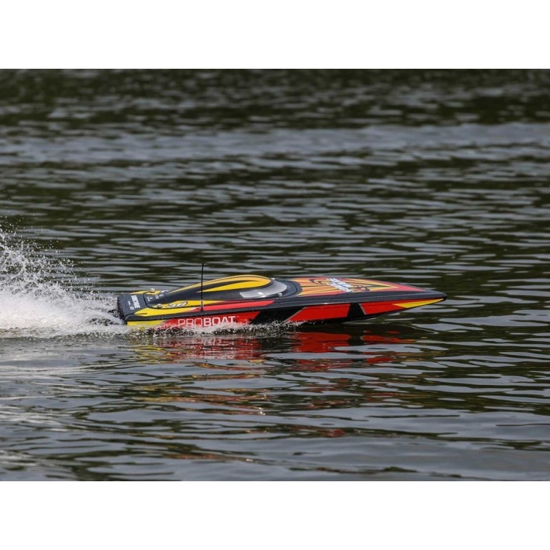 RC-Motorboote - Boot Proboat Sonicwake V2 36 BL Rot/Schwarz RTR - FLASH RC