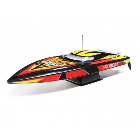 RC-Motorboote - Boot Proboat Sonicwake V2 36 BL Rot/Schwarz RTR - FLASH RC