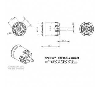 Outrunner - XPower F2915/12 F5J XLIGHT TITANIUM motore brushless - 72g - FLASH RC 2