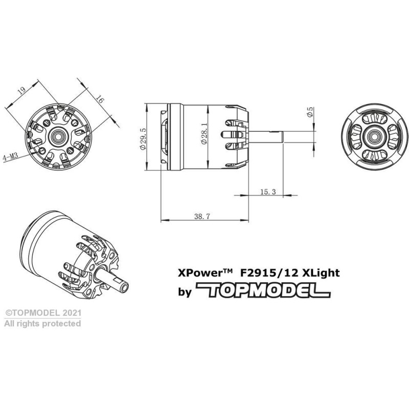 Outrunner - Moteur brushless XPower F2915/12 F5J XLIGHT TITANIUM - 72g - FLASH RC