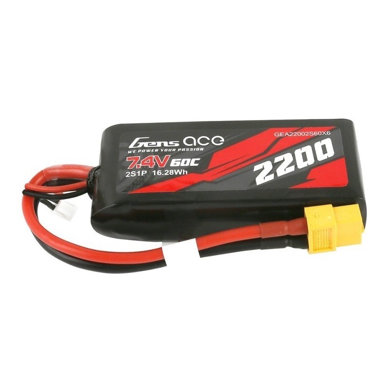 Batterie di propulsione per aerei RC - Gens ace lipo 2S 7.4V 2200mAh 60C presa XT60 batteria - FLASH RC