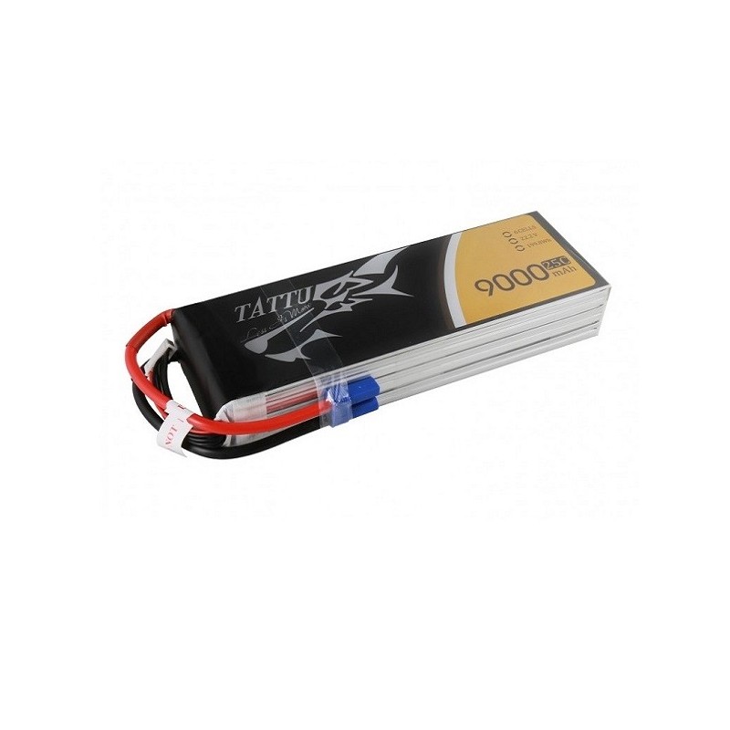RC aircraft propulsion batteries - Tattu lipo 6S 22.2V 9000mAh 25/50C socket EC5 - FLASH RC