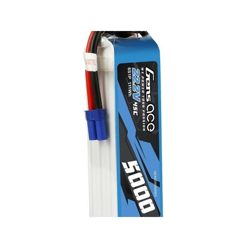Baterías de propulsión de aviones RC - Gens ace lipo 6S 22.2V 5000mAh 45C socket EC5 - FLASH RC