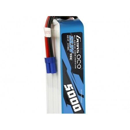Batteries de propulsion avions RC - Batterie Gens ace lipo 6S 22.2V 5000mAh 45C prise EC5 - FLASH RC