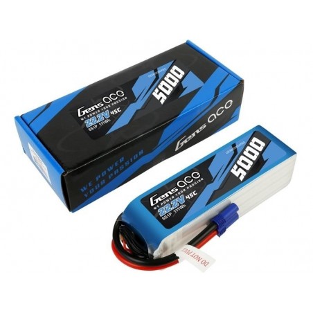 Batterie di propulsione per aerei RC - Gens ace lipo 6S 22.2V 5000mAh 45C presa EC5 - FLASH RC