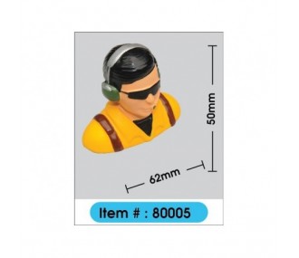 Bustes & pilotes - Buste de pilote peint civile avec Head set & Visor H87mm l105mm 26.6g Phoenix Model - FLASH RC