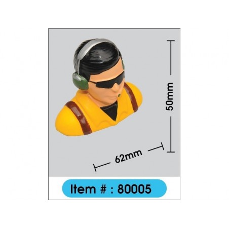 Bustes & pilotes - Buste de pilote peint civile avec Head set & Visor H87mm l105mm 26.6g Phoenix Model - FLASH RC