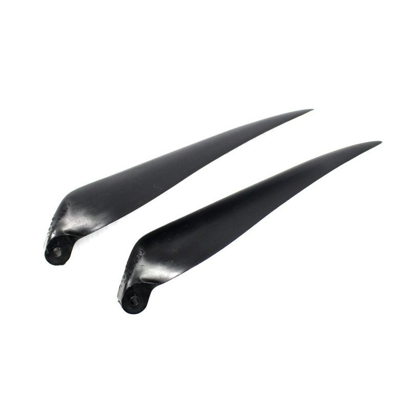 Pales repliables - Paire pales repliables 10×8' pied 8mm/ axe 3mm (plastique noir) - FLASH RC