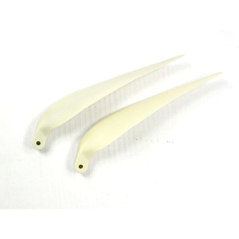 Pales repliables - Paire pales repliables 11×9' pied 8mm/ axe 3mm (plastique blanc) - FLASH RC