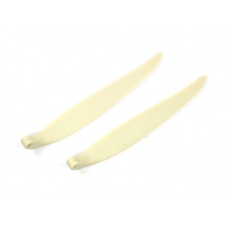 Pales repliables - Paire pales repliables 13x9' pied 8mm/ axe 3mm (plastique blanc) - FLASH RC